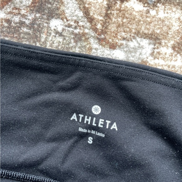 Athleta High Rise Gleam Tight Black Legging Faux Leather Front Panel - Picture 4 of 5
